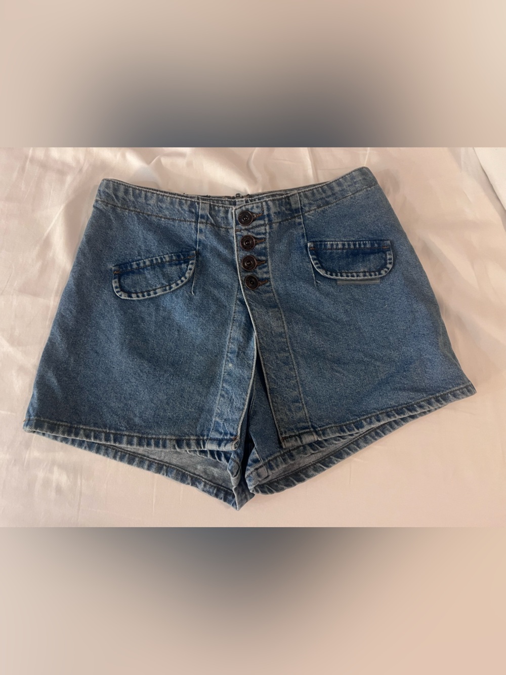BDG Blue Denim Button-Front Skort